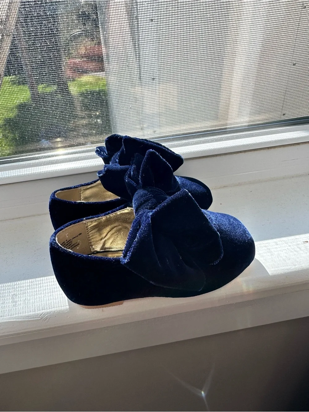 Infant Janie and Jack Velvet Bow Dress Shoes - Navy